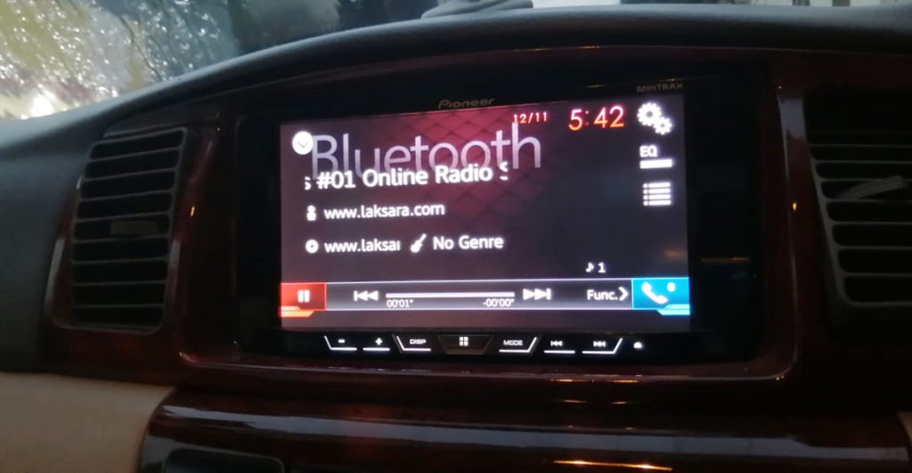 Car setup connected with Laksara app installed mobile phone via Bluetooth
