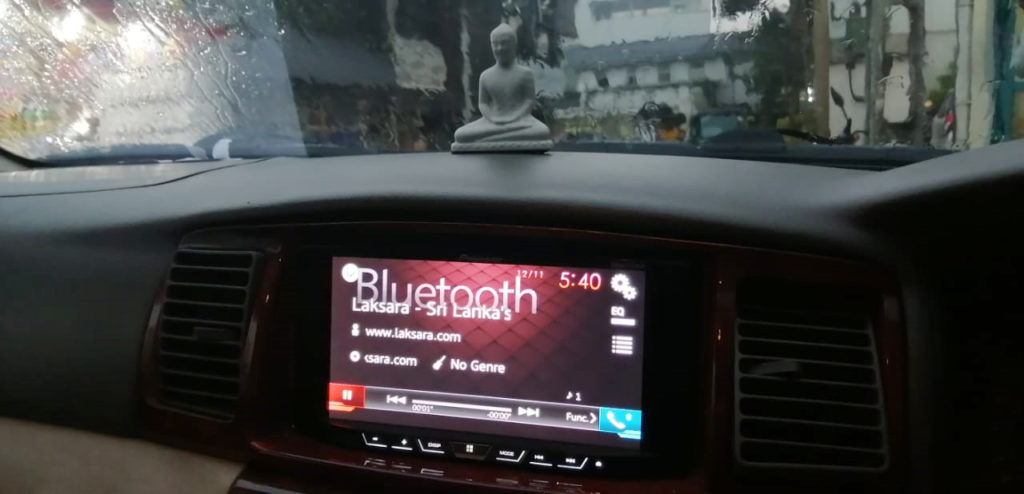 Car setup connected with Laksara app installed mobile phone via Bluetooth